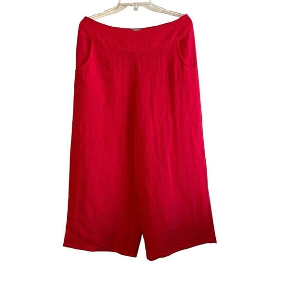 Habitat Cropped Wide Leg Pants Capri Rayon Blend Stretch Pink Sz Lg. - Picture 1 of 7